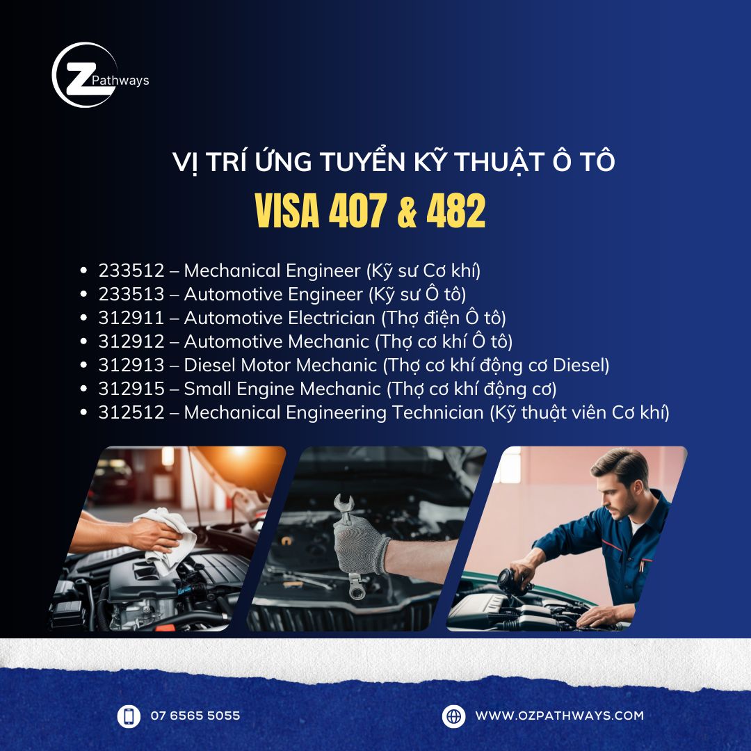 TUYỂN DỤNG KỸ THUẬT Ô TÔ – LÀM VIỆC TẠI ÚC | VISA 407 & 482