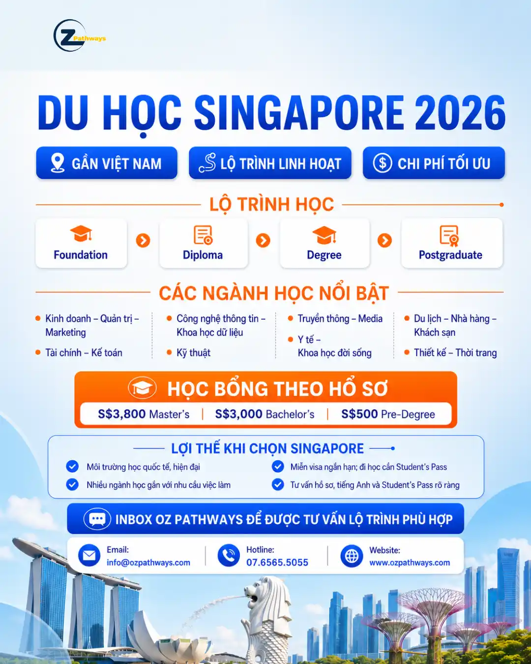 Du học Singapore 2026: Lộ trình, ngành học và học bổng