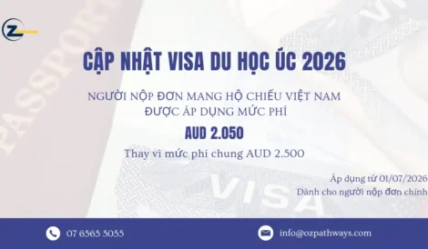 Lệ phí visa du học Úc 2026: Việt Nam chỉ AUD 2.050